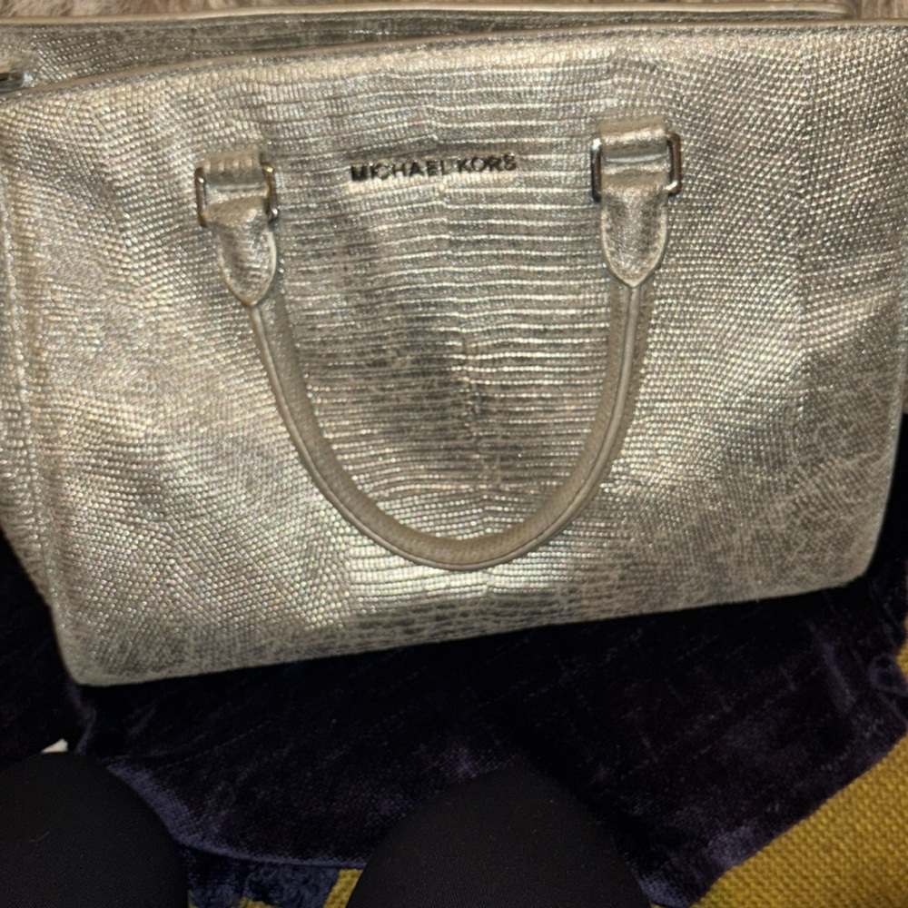 Silver Textured Handbag